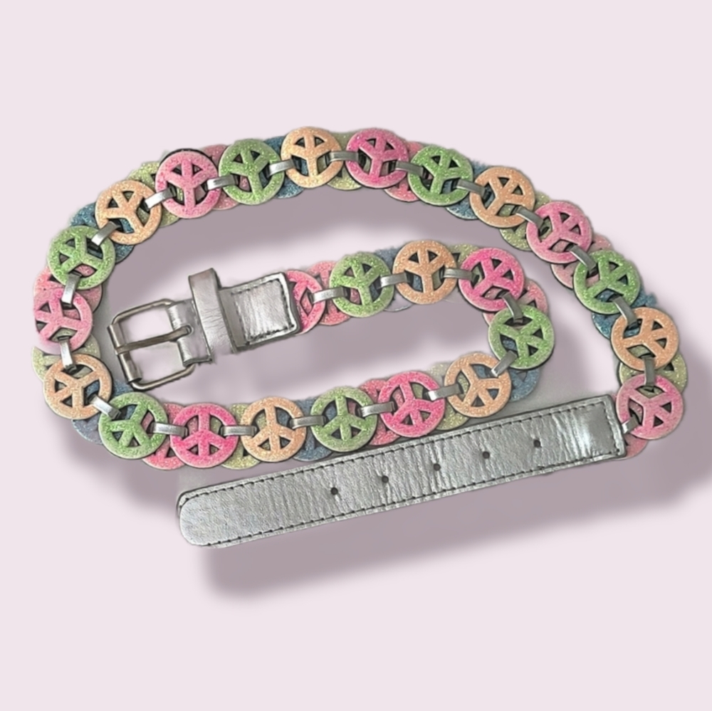 NEW Sparkly Pastel Colored Peace Belt